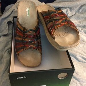 Multi-color (photo close up) slip-on. Barely worn.